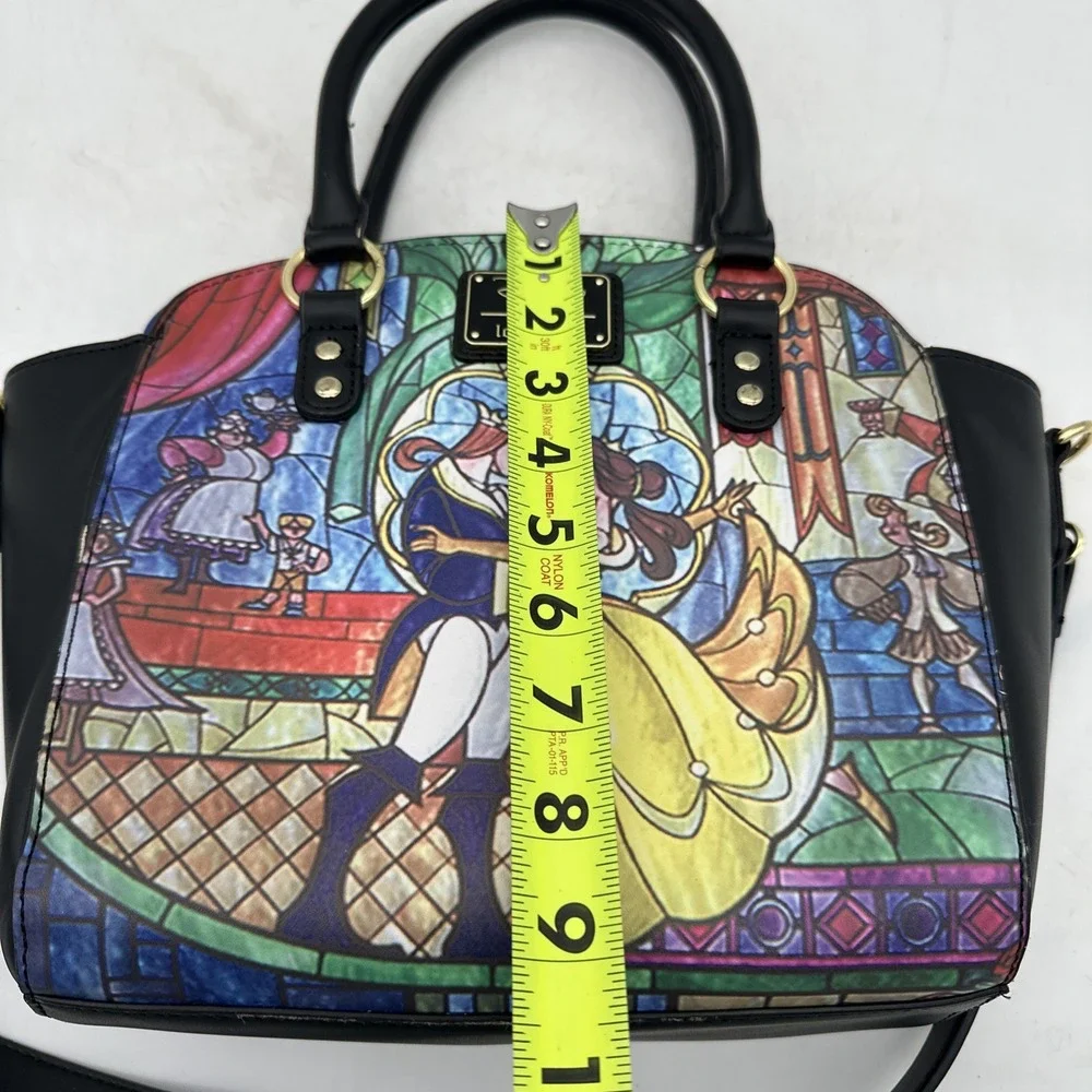 Disney Loungefly Beauty and the Beast Stained Glass Satchel Crossbody Bag EUC